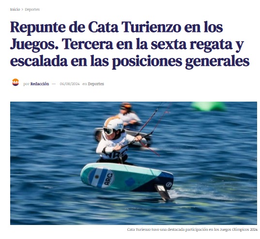 Repunte en los Juegos: tercera en la regata y escalada en la general