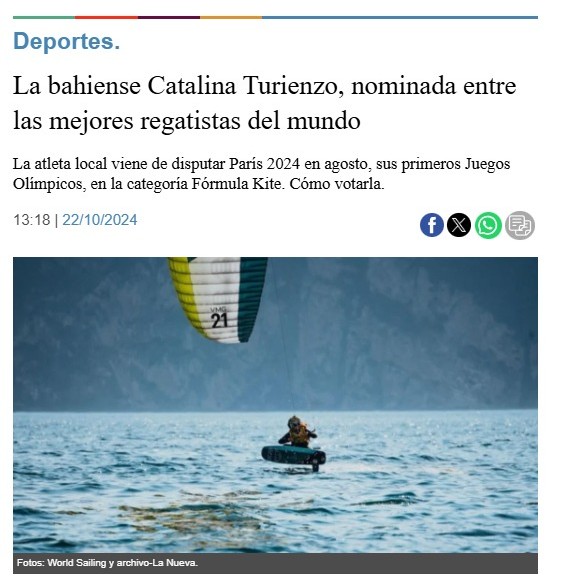 Nominada entre las mejores regatistas del mundo