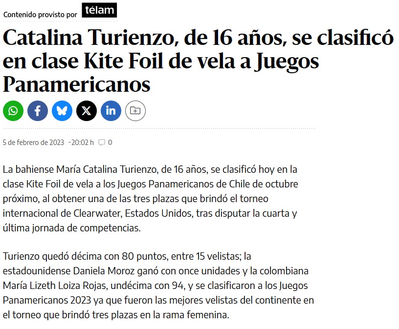 Catalina Turienzo clasificó a los Juegos Panamericanos